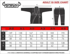 Viking Ultra Light 2.0 BJJ Gi - MMA Factory 19 Viking Ultra Light 2.0 BJJ Gi - MMA Factory -Boxing Equipment Store VIKING ADULT GI SIZE CHART 2 2