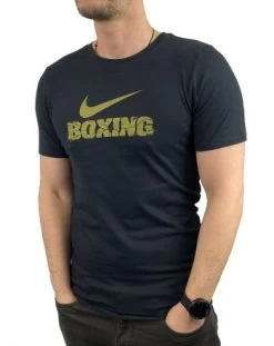NIKE MEN'S BOXING SHATTERED LOGO TEE - MMA Factory -Boxing Equipment Store black gold 1